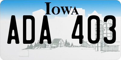 IA license plate ADA403