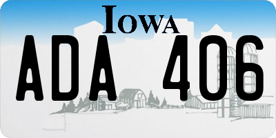 IA license plate ADA406