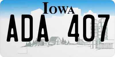 IA license plate ADA407