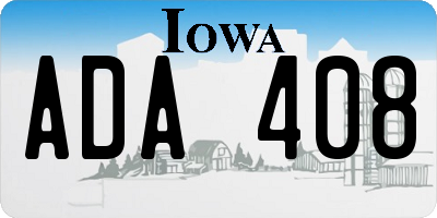 IA license plate ADA408