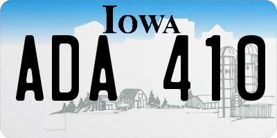 IA license plate ADA410