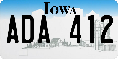 IA license plate ADA412