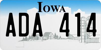 IA license plate ADA414