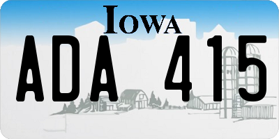 IA license plate ADA415