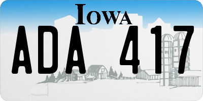 IA license plate ADA417