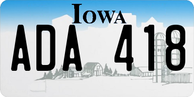 IA license plate ADA418