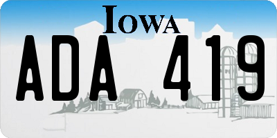 IA license plate ADA419