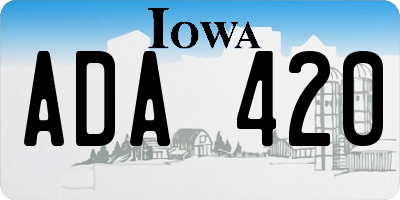 IA license plate ADA420