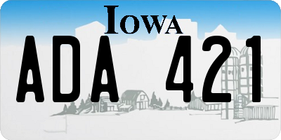 IA license plate ADA421