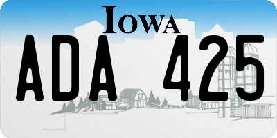 IA license plate ADA425