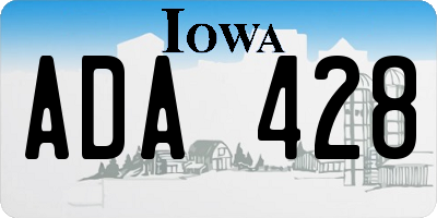 IA license plate ADA428