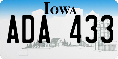 IA license plate ADA433