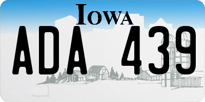 IA license plate ADA439