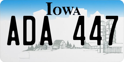 IA license plate ADA447