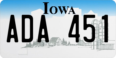 IA license plate ADA451