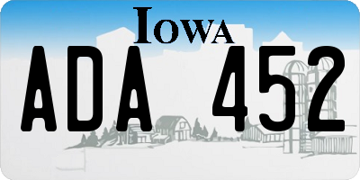 IA license plate ADA452