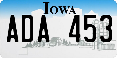 IA license plate ADA453