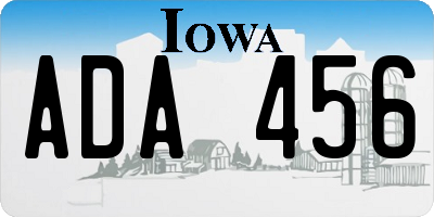 IA license plate ADA456