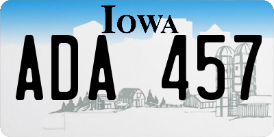IA license plate ADA457