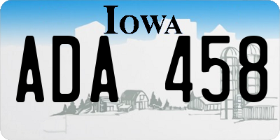 IA license plate ADA458