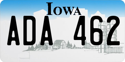 IA license plate ADA462