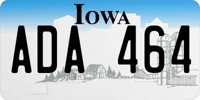IA license plate ADA464