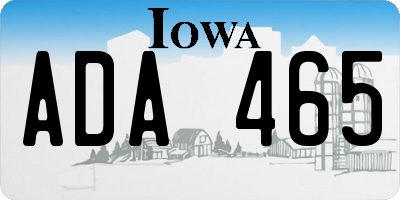 IA license plate ADA465