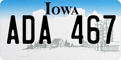 IA license plate ADA467