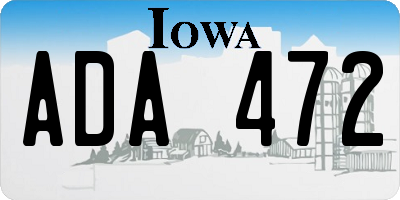 IA license plate ADA472