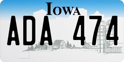IA license plate ADA474