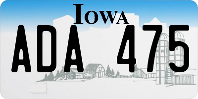 IA license plate ADA475