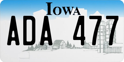 IA license plate ADA477