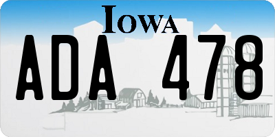 IA license plate ADA478