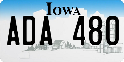 IA license plate ADA480