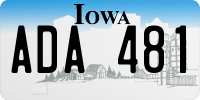 IA license plate ADA481