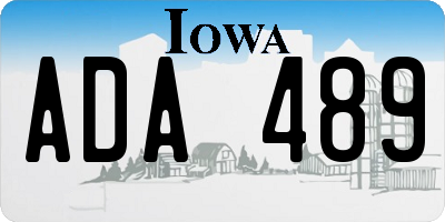 IA license plate ADA489