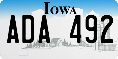 IA license plate ADA492