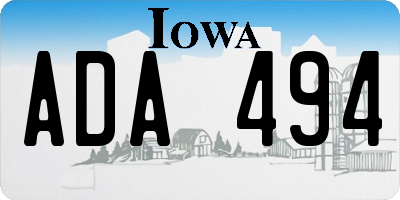 IA license plate ADA494