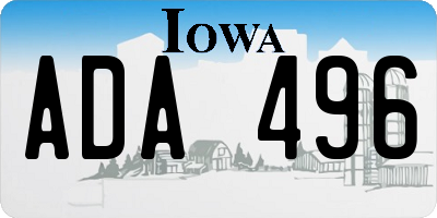 IA license plate ADA496