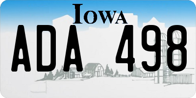 IA license plate ADA498