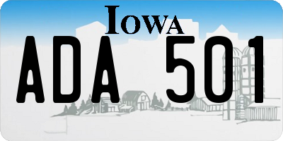 IA license plate ADA501