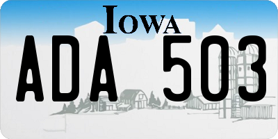 IA license plate ADA503