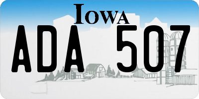 IA license plate ADA507