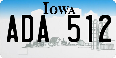 IA license plate ADA512