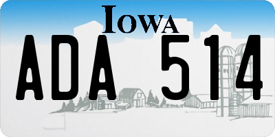 IA license plate ADA514