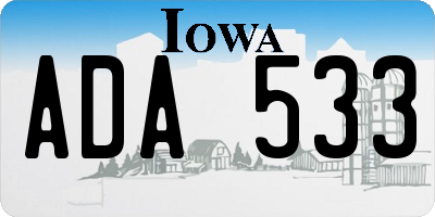 IA license plate ADA533