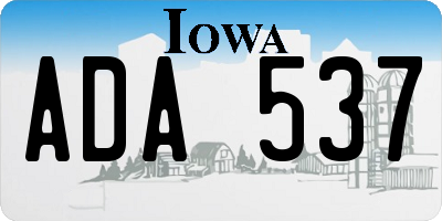 IA license plate ADA537
