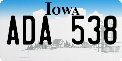 IA license plate ADA538