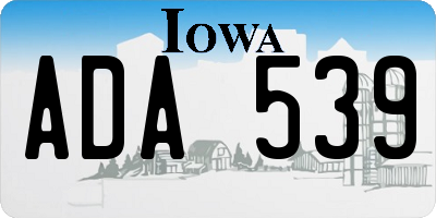 IA license plate ADA539