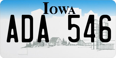 IA license plate ADA546
